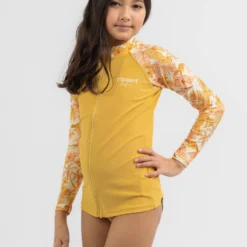 Rip Curl Girls' Cosmic Paradise Zip Long Sleeve Rash Vest