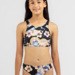 Roxy Girls' Swim For Good Time Crop Top Bikini Set -Cheap Kiddo Cloth Store 20346263 01 RT XL