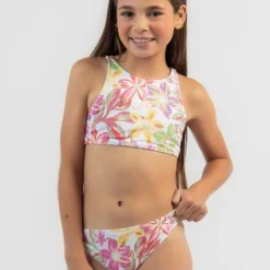 Roxy Girls' Tropical Time Crop Bikini Set