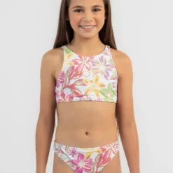 Roxy Girls' Tropical Time Crop Bikini Set -Cheap Kiddo Cloth Store 20349504 01 RT XL