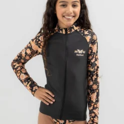 Rip Curl Girls' Sun Catcher Long Sleeve Zip Rash Vest