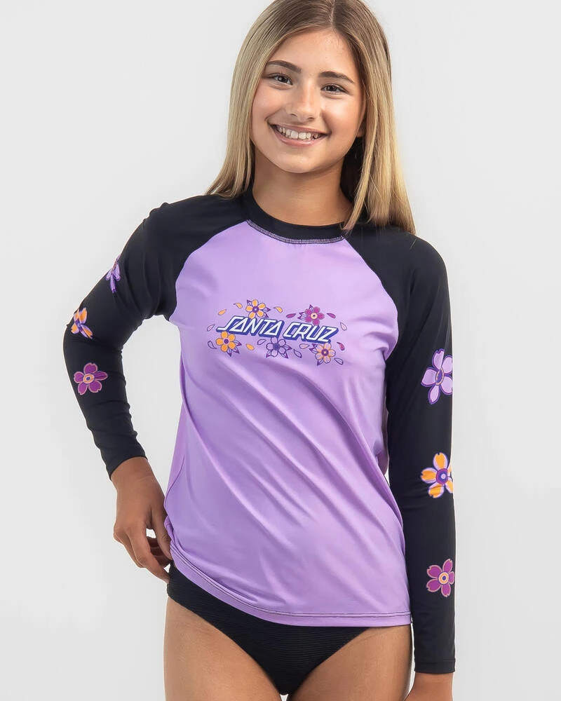 Santa Cruz Girls' Strip Bloom Long Sleeve Rash Vest 3 Santa Cruz Girls' Strip Bloom Long Sleeve Rash Vest